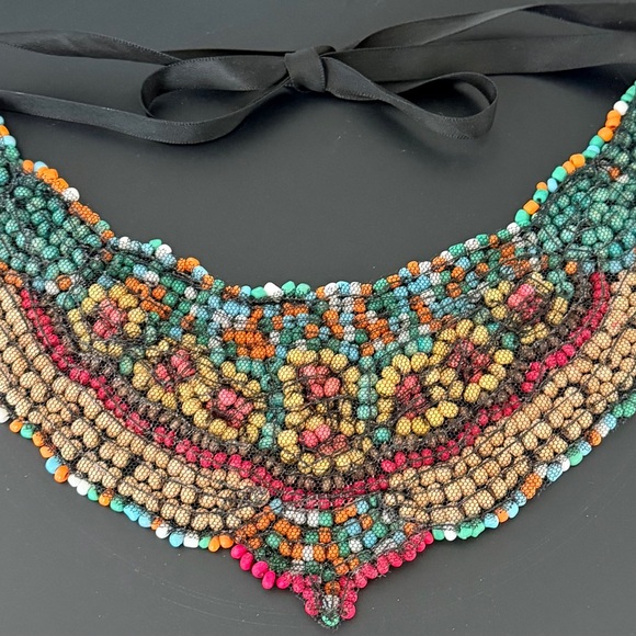 Multicolor Beaded Statement Necklace - Picture 5 of 13